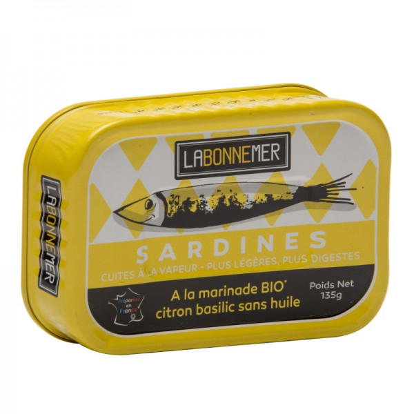 La Bonne Mer - Sardinen in Bio-Zitrone-Basilikummarinade 135 g