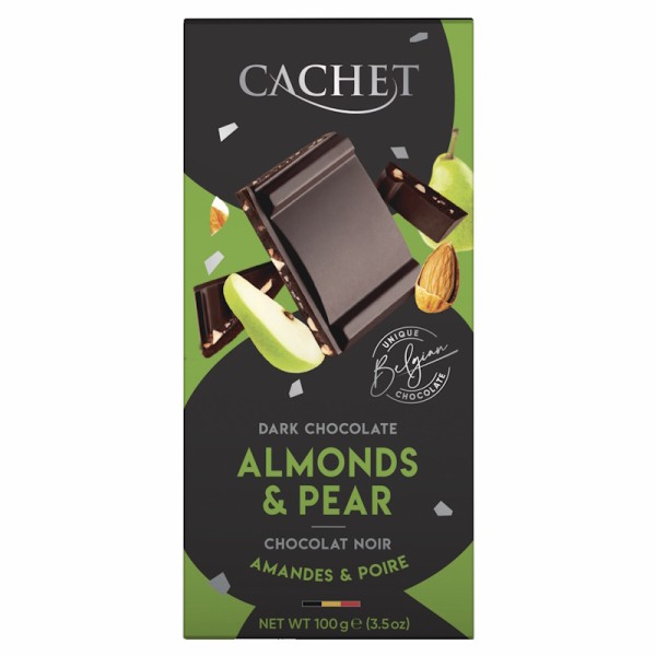 Cachet - Zartbitterschokolade mit Mandeln u. Birne 100 g