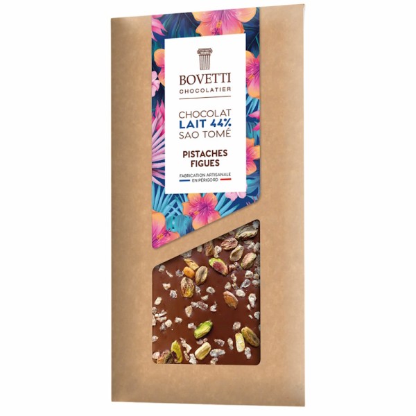 Bovetti Chocolatier - São Tomé Milchschokolade 44% Pistazien u. Feigen 100 g