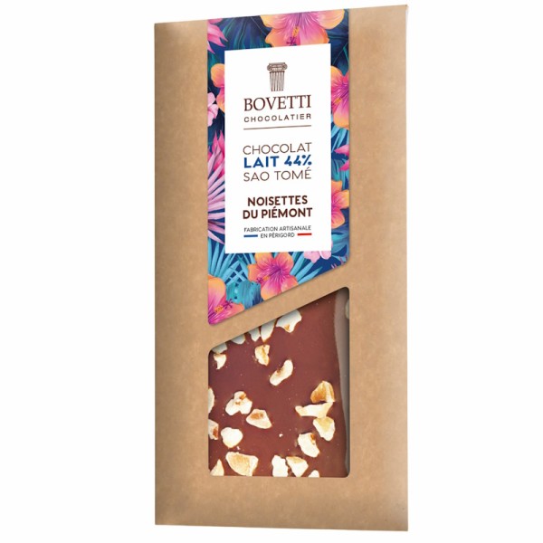 Bovetti Chocolatier - São Tomé Milchschokolade 44% Piemont-Haselnüsse 100 g