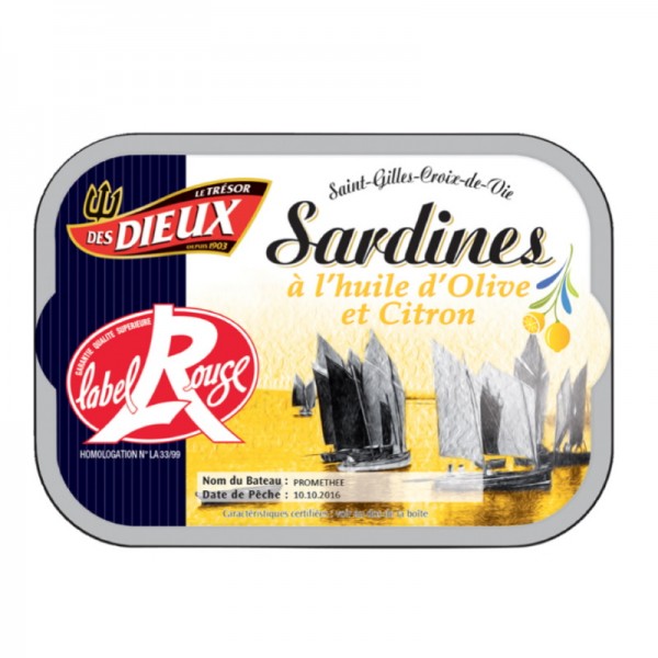 Le Trésor des Dieux - Label Rouge, Sardinen in Olivenöl mit Zitrone