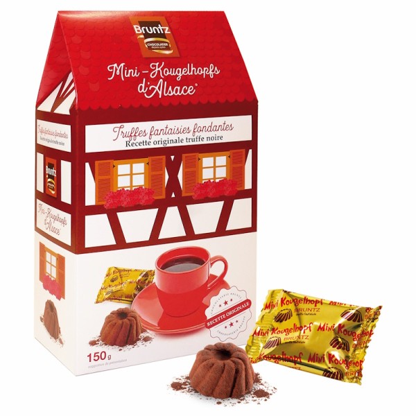 Bruntz - Mini-Kougelhopfs d'Alsace (Kakaokonfekt) in Verpackung 'Haus' 150 g