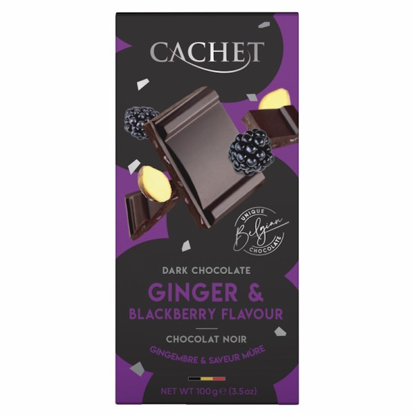 Cachet - Zartbitterschokolade 57% Ingwer u. Brombeergeschmack 100 g