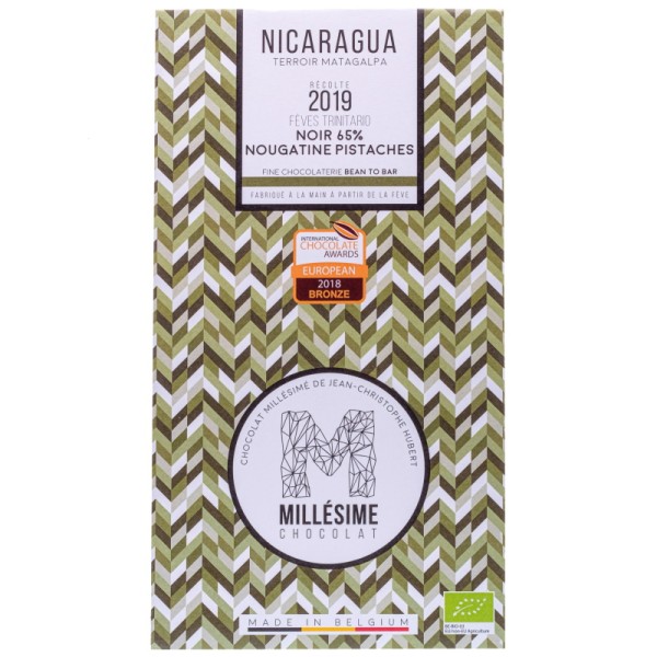 Millésime - Bio Edelbitterschokolade Nicaragua 65%, Pistazienkrokant 70 g