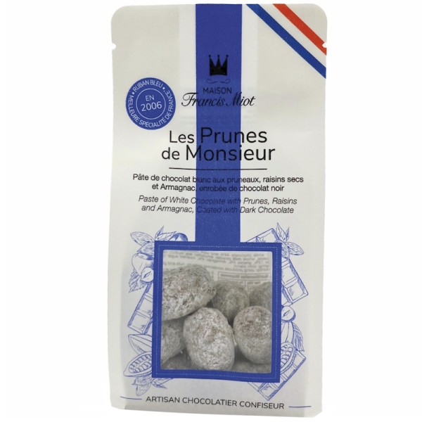 Francis Miot - Les Prunes de Monsieur (weiße Schokoladenpralinés mit Pflaume) 130 g