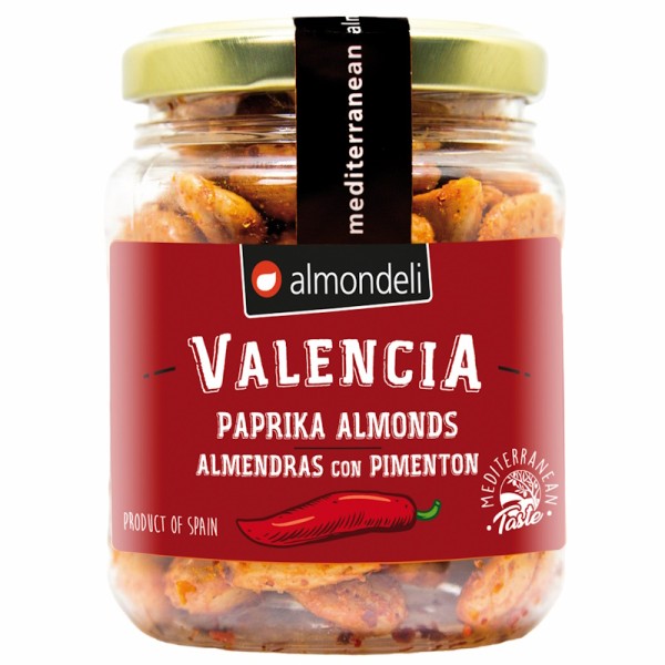 Almondeli - Geschälte Valencia Mandeln mit scharfer Paprika 125 g