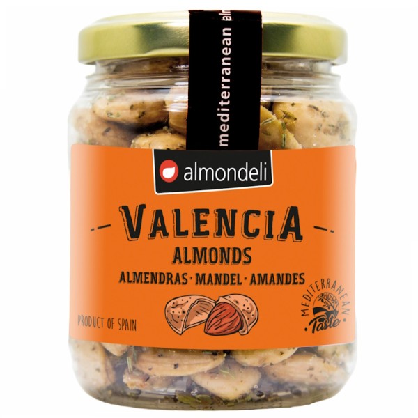 Almondeli - Geschälte Valencia Mandeln mit Kräutern 125 g