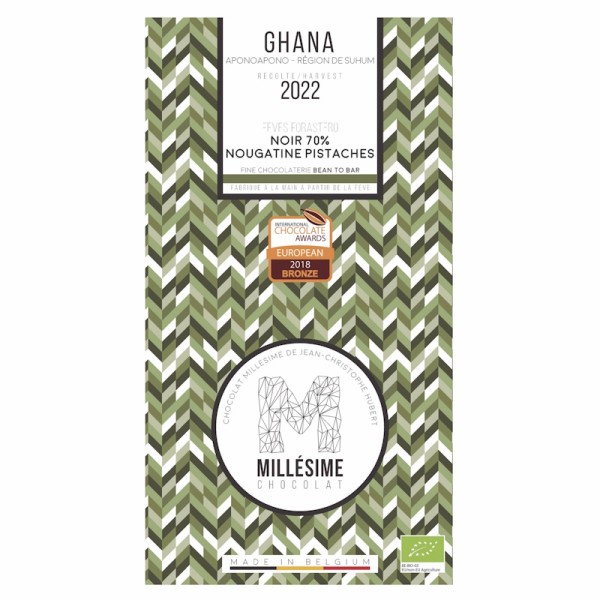 Millésime - 70% Ghana (Pistazienkrokant) Bio Edelbitterschokolade 70 g