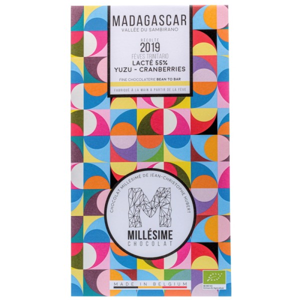Millésime - Bio Milchschokolade Madagaskar 55%, Yuzu u. Cranberries 70 g