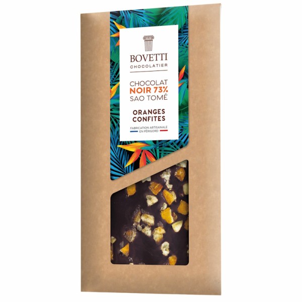 Bovetti Chocolatier - São Tomé Edelbitterschokolade 73% kandierte Orangen 100 g