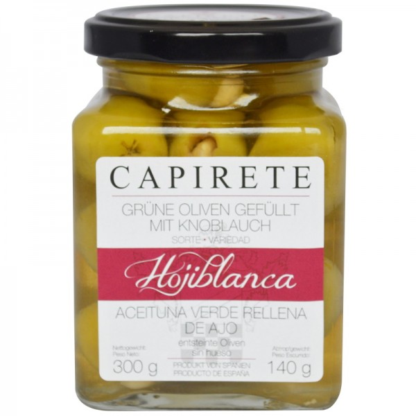 Capirette - Hojiblanca Oliven mit Knoblauch 300 g